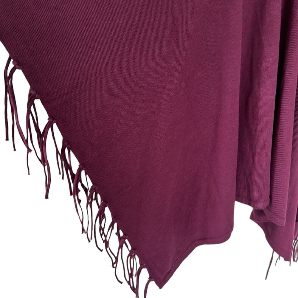 NEW Chico’s Lace Up Fringed Poncho Gold Hardware Tie Cover Up Purple One Size - Picture 4 of 9